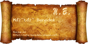 Máté Benedek névjegykártya